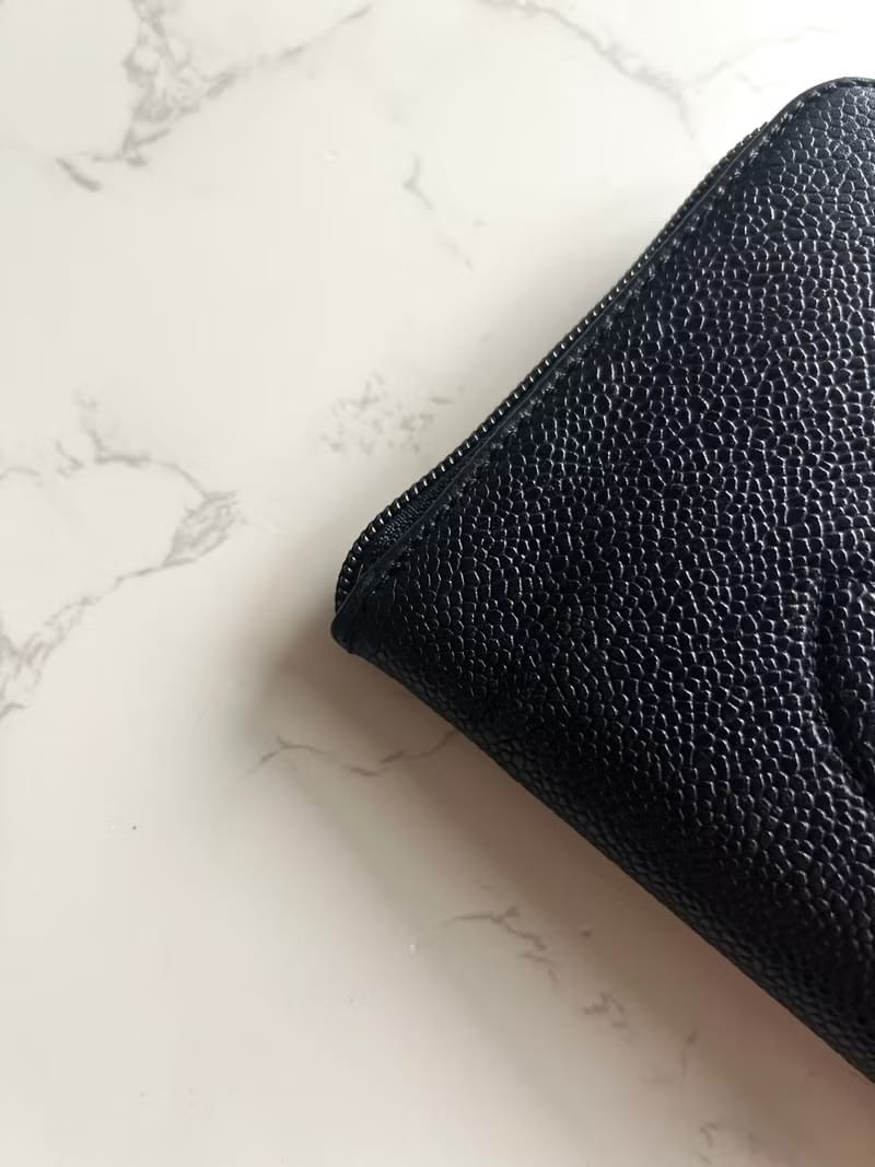 Chanel Black and Gold Caviar Leather Long Wallet/Purse/Wallet