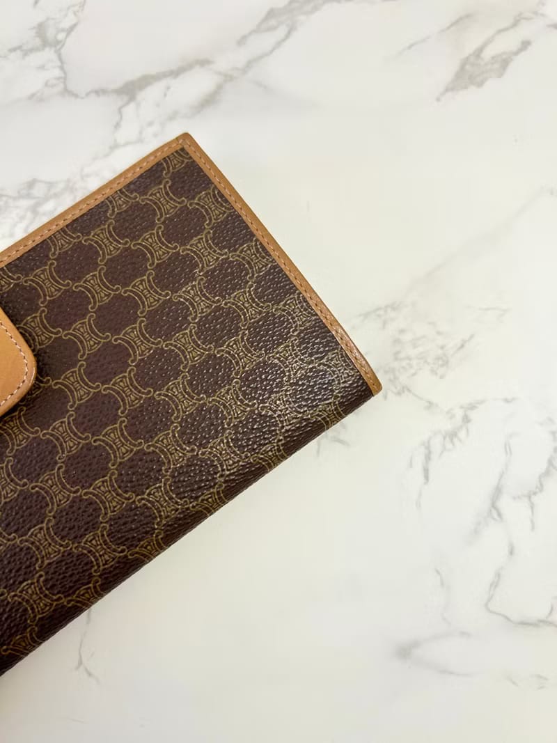 Celine Brown Monogram Leather Long Wallet / Long Wallet