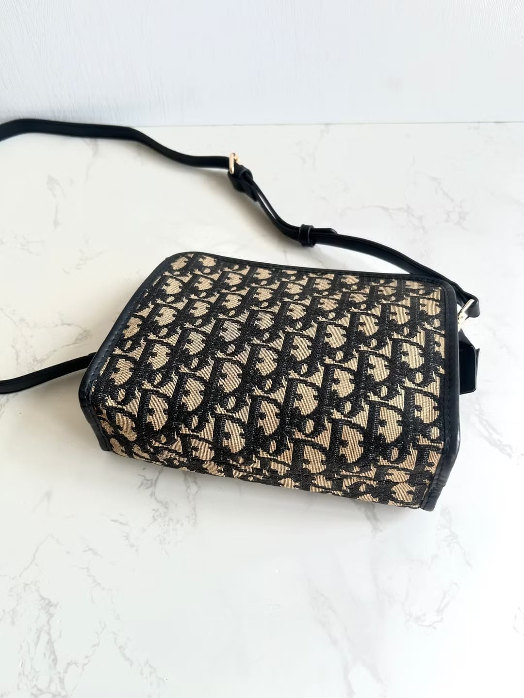 Dior 藍黑色老花兩用中古單肩包/側背包/斜背包