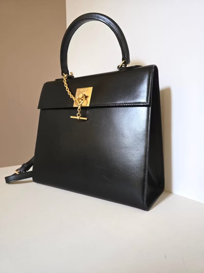 Celine black Kelly chain bag/crossbody bag/side backpack shoulder bag