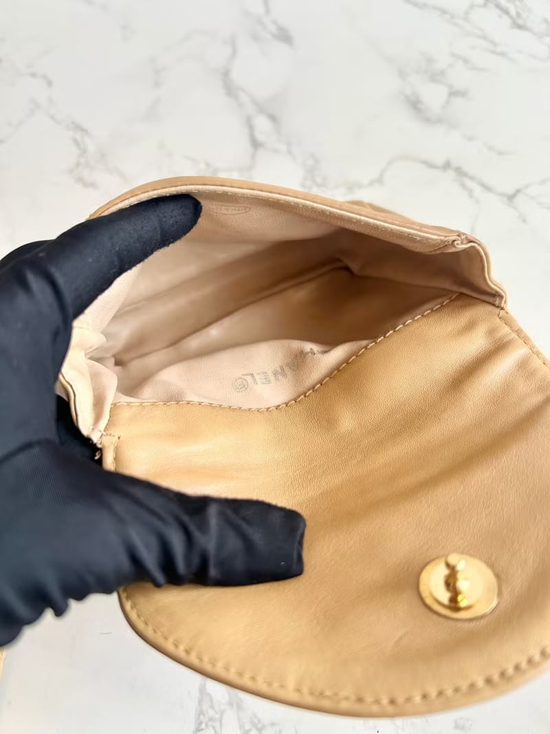 Rare Chanel Camel Leather Chain 2-way/Shoulder Bag/Belt Bag/Crossbody Bag