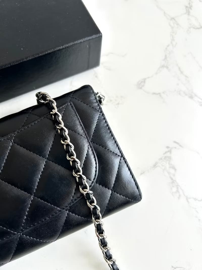 Chanel黑色WOC皮革側背包/斜背包/長夾