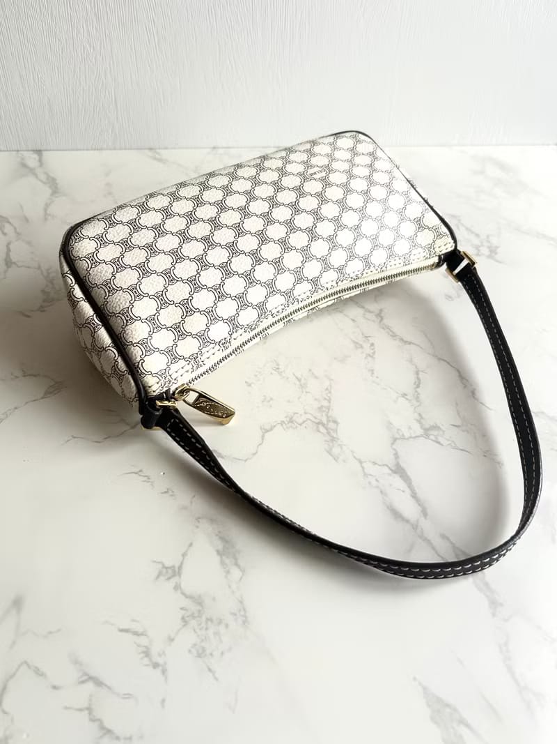 稀有品 Celine黑白色老花Hobo流浪包/腋下包/側背包