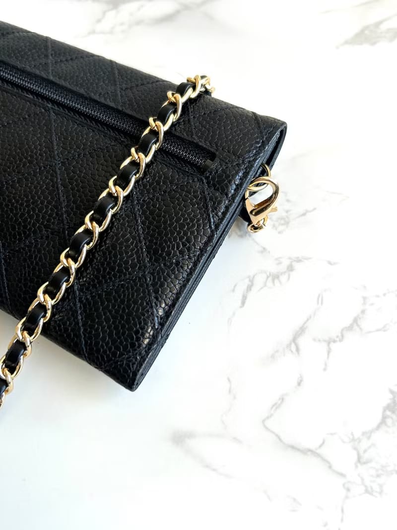 Chanel黑色魚子醬信封包/斜背包/單肩包/側背包