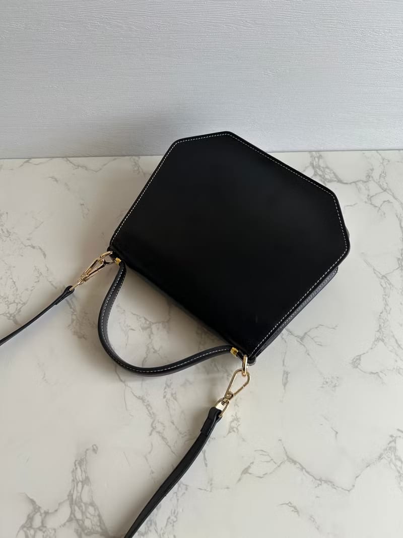 Dior black open stitch flap Kelly bag/shoulder bag/side bag/crossbody bag