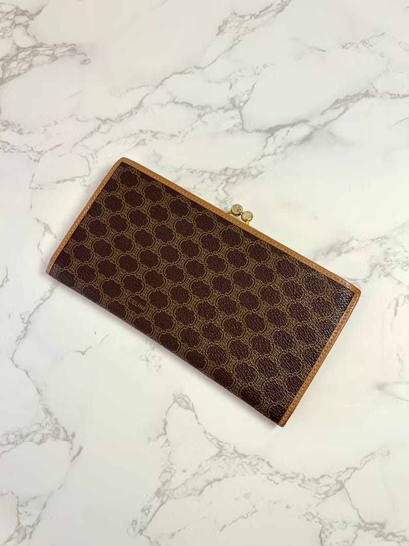 Celine Brown Monogram Leather Long Wallet / Long Wallet