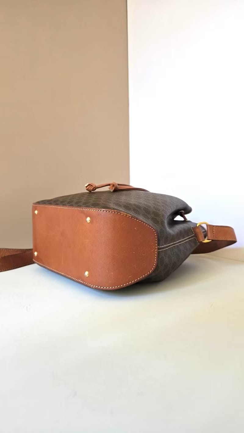 Celine Vintage Triomphe Canvas Bucket Bag / Shoulder Bag / Crossbody Bag