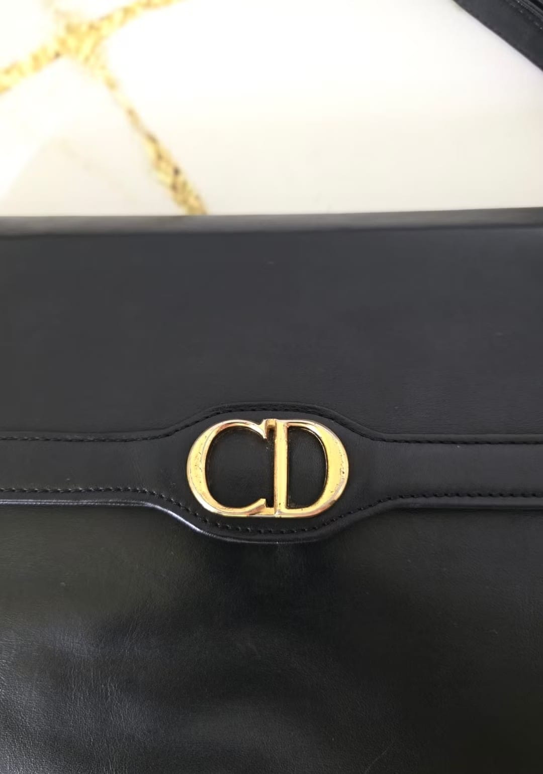 Dior Montaigne黑金牛皮兩用包/單肩包/側背包L斜背包