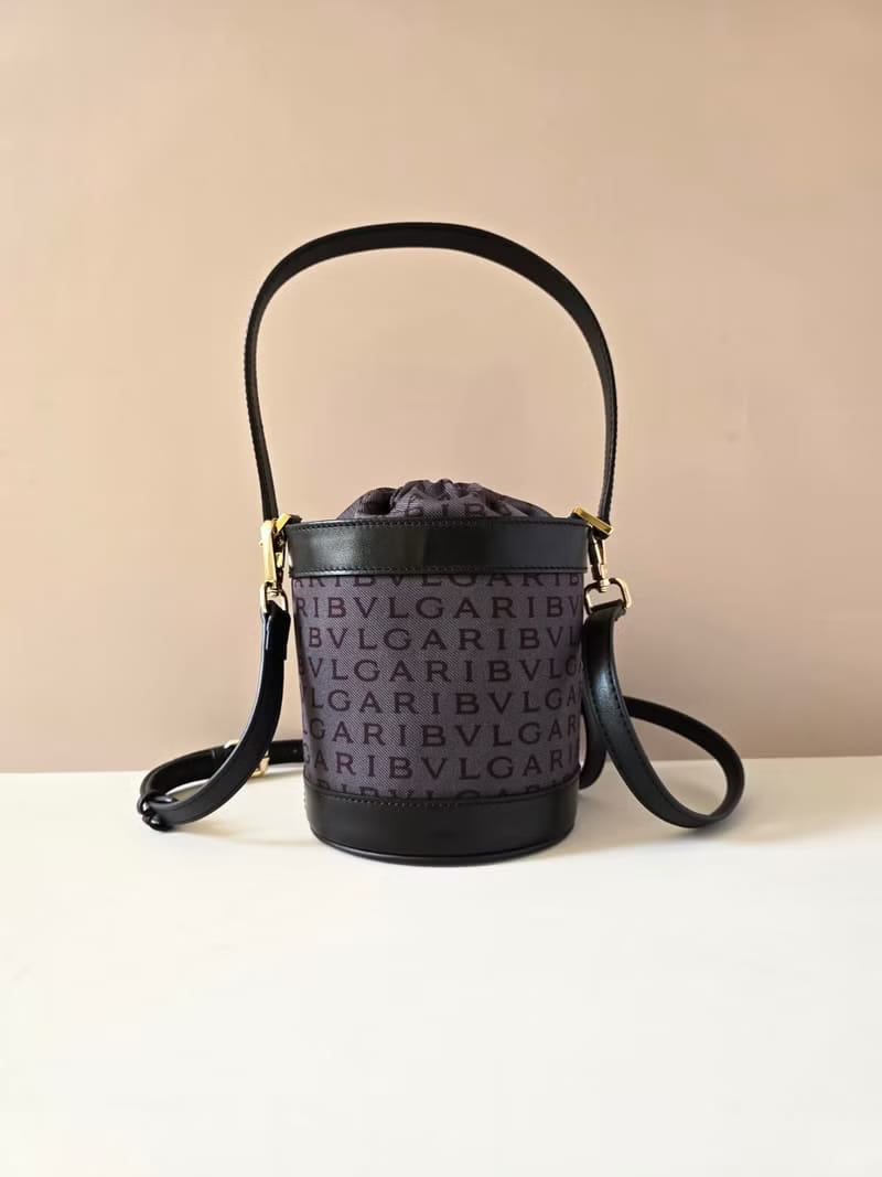 Rare Bvlgari Blue-Black Monogram Two-Way Mini Bucket Bag / Shoulder Bag / Crossbody Bag