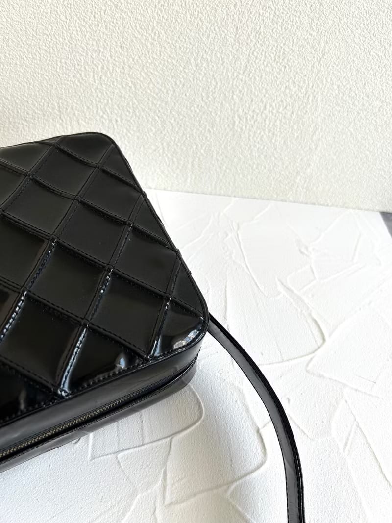 稀有中古二手Chanel黑色金標漆皮皮革小盒子腋下包/單肩包/側背包