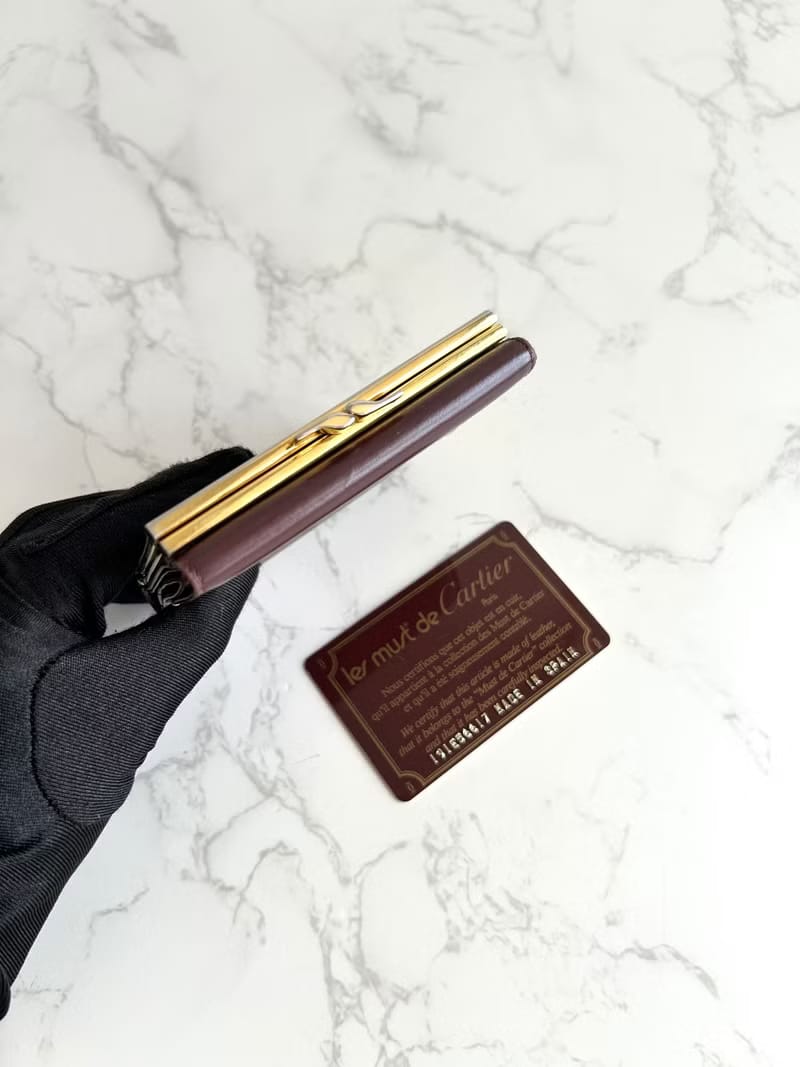 Cartier酒紅色錢包/皮夾/短夾