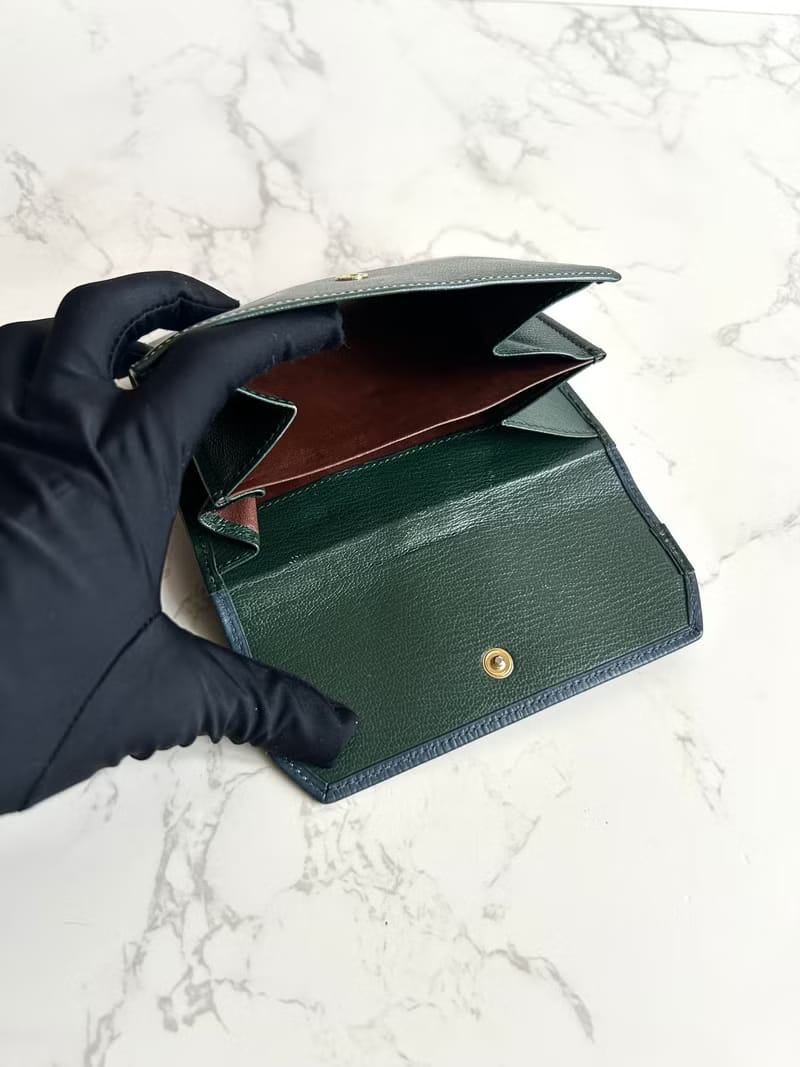 Loewe藍綠色金蛇骨中夾/短夾