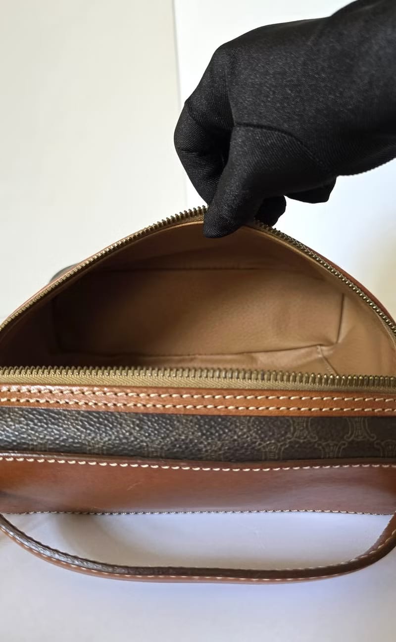 Celine咖啡色老花Vanity盒子包/斜背包/側背包/單肩包