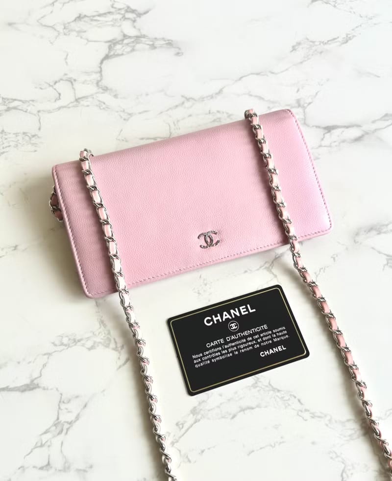 Chanel Pink Caviar Leather WOC Long Wallet/Shoulder Bag/Crossbody Bag