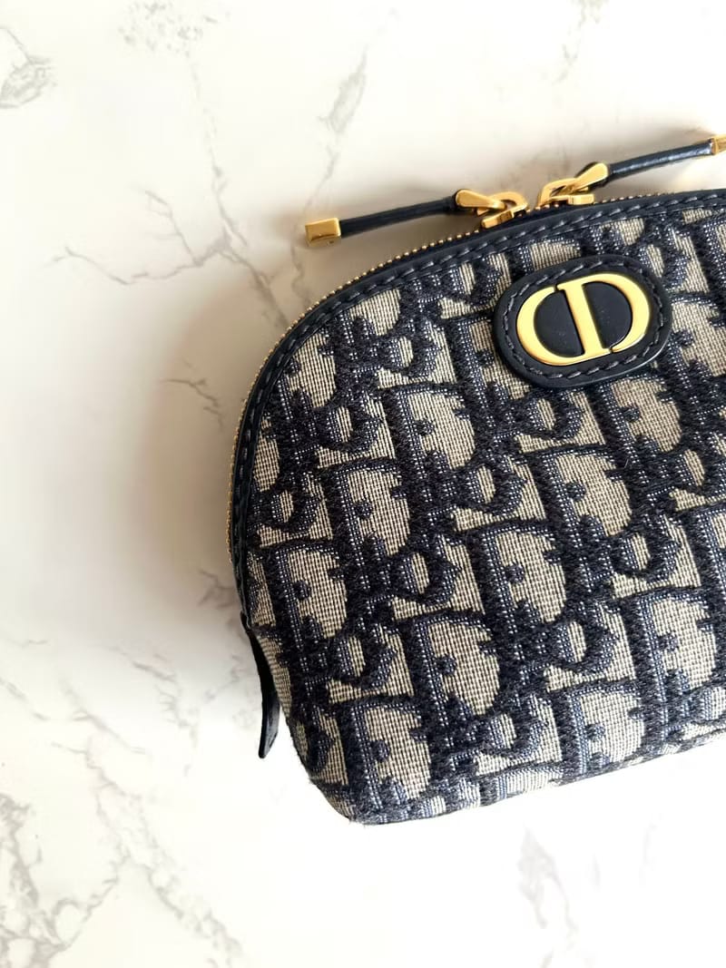 Christian Dior藍色老花30 Montaigne皮革包/化妝包/手拿包