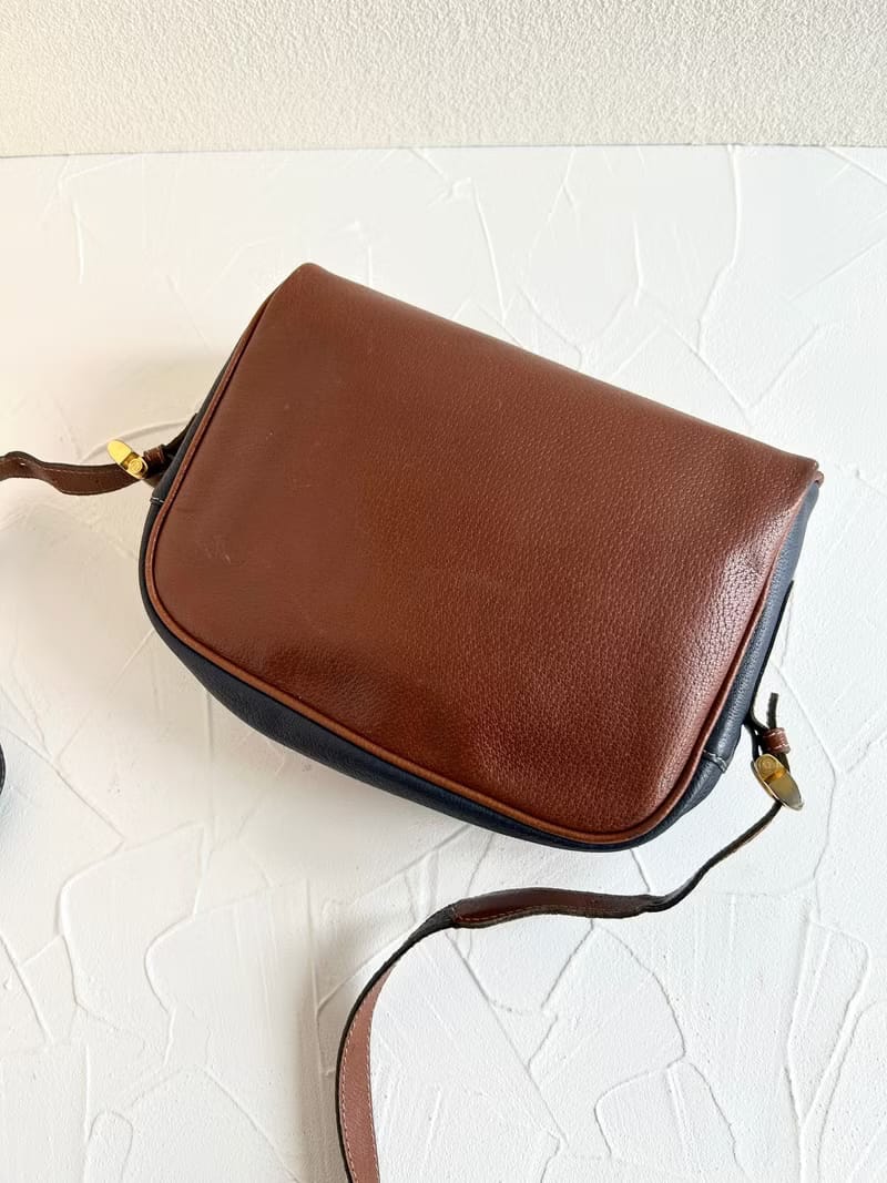 Loewe牛仔藍拼色古董相機包/側背包/斜背包