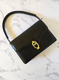 Rare Celine Black and Gold Oval Horse Carriage Two-Way Accordion Bag/Shoulder Bag/Crossbody Bag