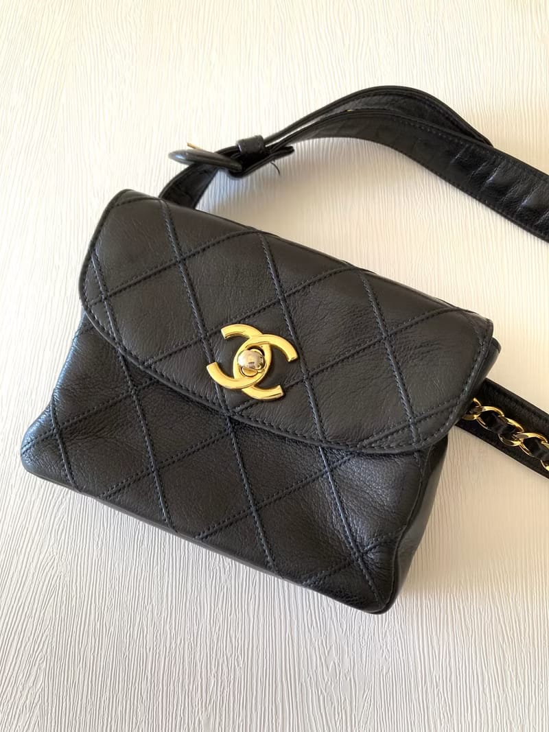 Chanel黑金色腰帶包/單肩包/側背包