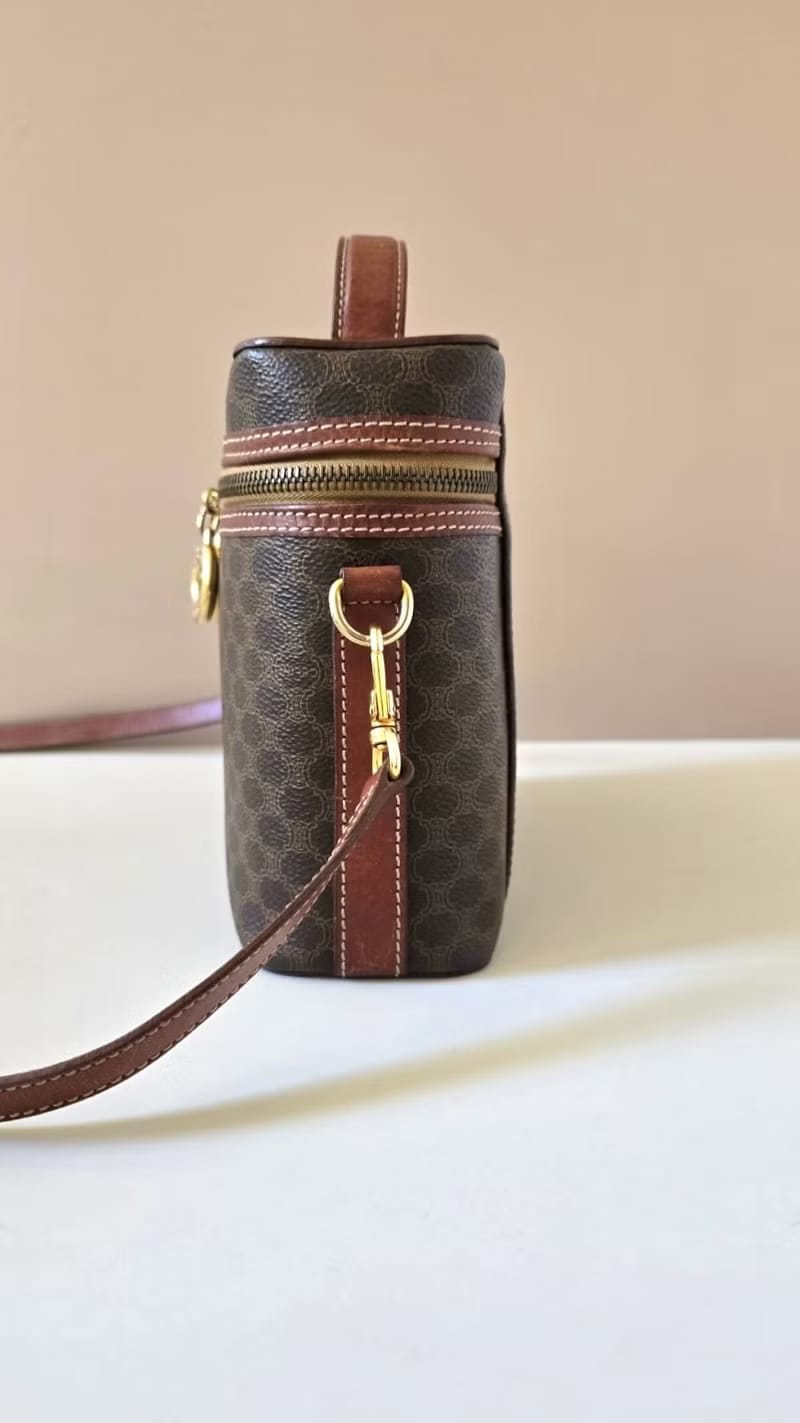 Celine brown Macadam Donut Vanity Box Bag/Crossbody Bag/Shoulder Bag