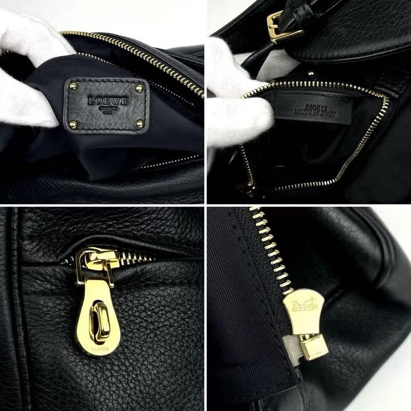 Loewe黑色簡約復古包皮革腋下包/側背包/單肩包