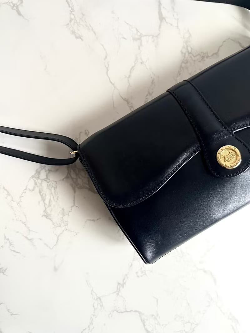 Celine Black and Gold Carriage Badge Saddle Crossbody/Shoulder Bag