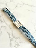 Discontinued Rarity: Dior Blue and White Monogram Small Square Watch - Vintage Ladies Wristwatch - Pre-owned Watch