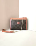 Celine Brown Apricot Old Flower Leather Crossbody Bag/Side Bag