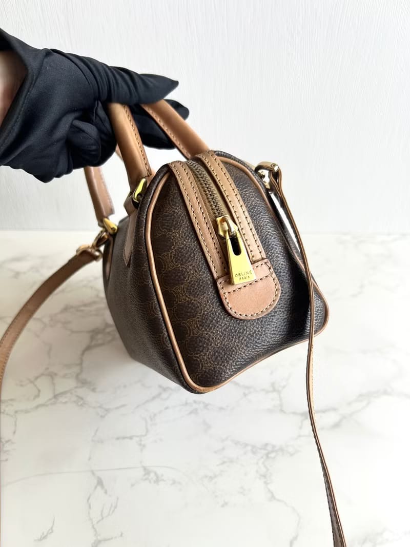 Celine迷你老花波士頓小包/斜背包/側背包/單肩包