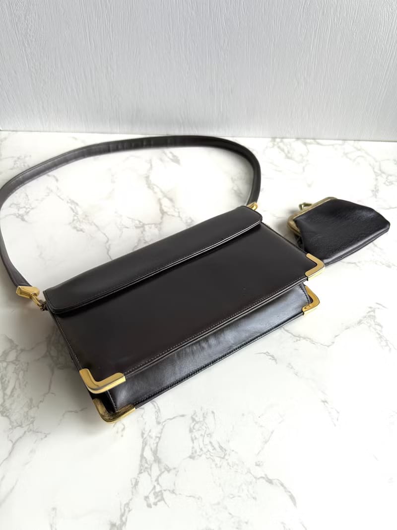 Set of 2 - Dior Burgundy Trotter Oblique Canvas and Leather Shoulder/Crossbody Bag