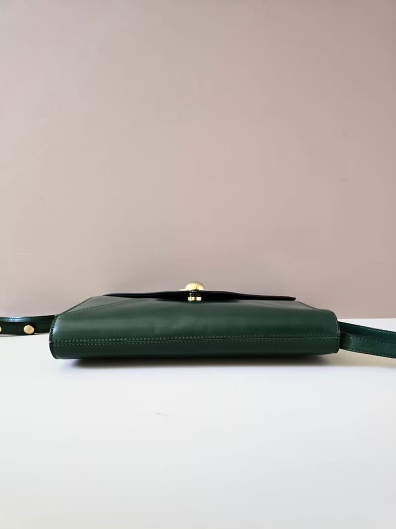 Celine Olive Green Gold Planet Envelope Crossbody Bag / Shoulder Bag / One-Shoulder Bag