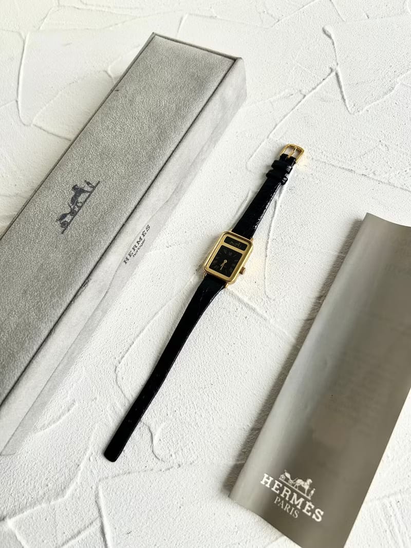 Hermes Tank 絕版黑金色女裝古董手錶