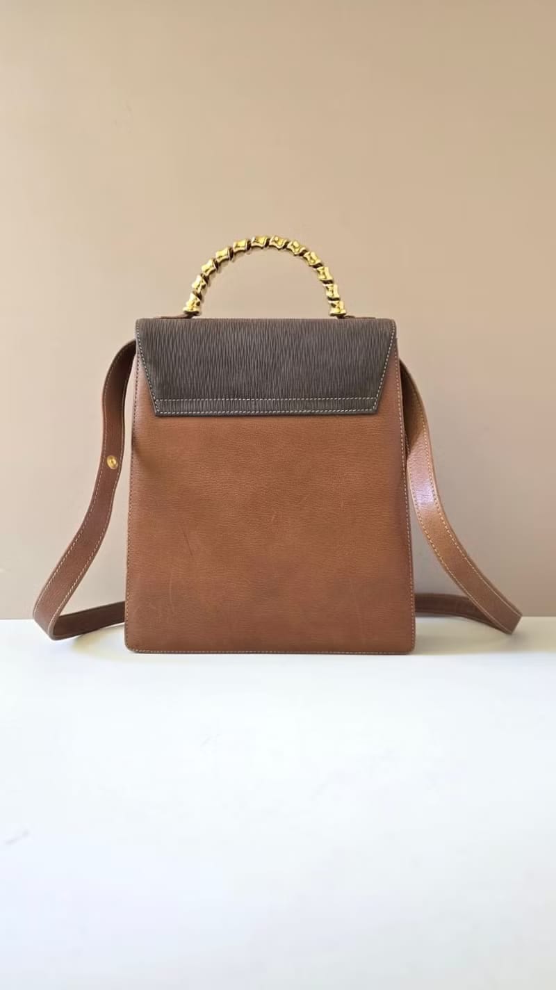 Loewe Velazquez Gold Serpent Bone Patchwork Vertical Two-Way Kelly/Shoulder Bag/Crossbody Bag