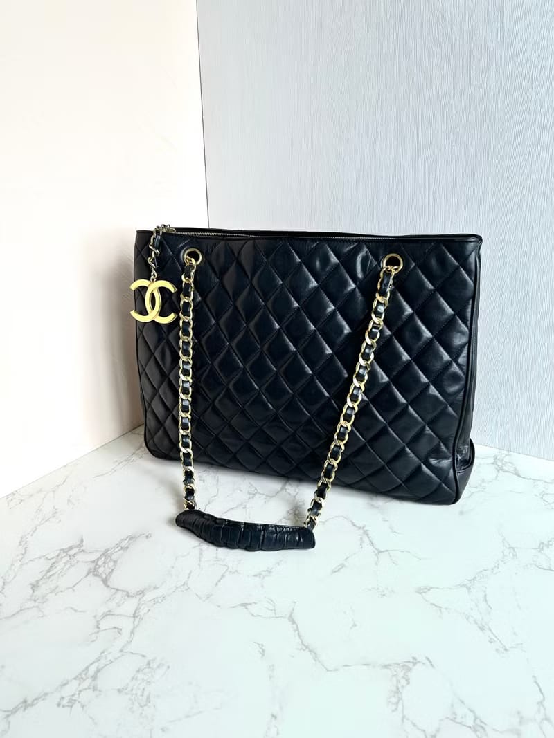 Chanel 黑色經典托特包/單肩包/側背包