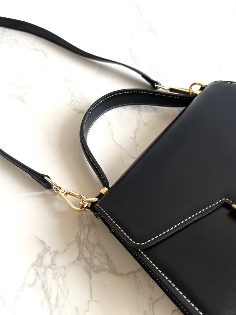Dior Black Topstitched Flap Geometric Two-way Kelly Bag/Shoulder Bag/Crossbody Bag