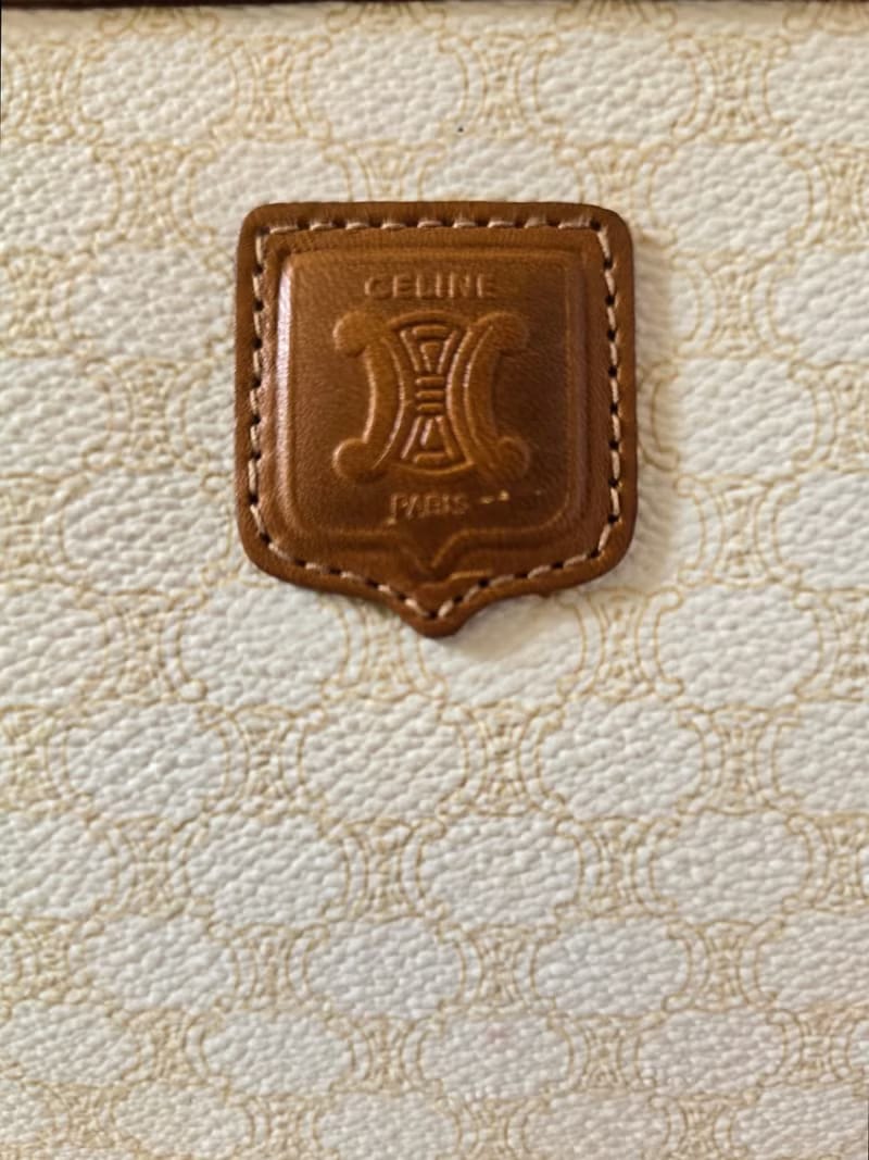 Celine white old flower leather side backpack/oblique backpack/shoulder bag
