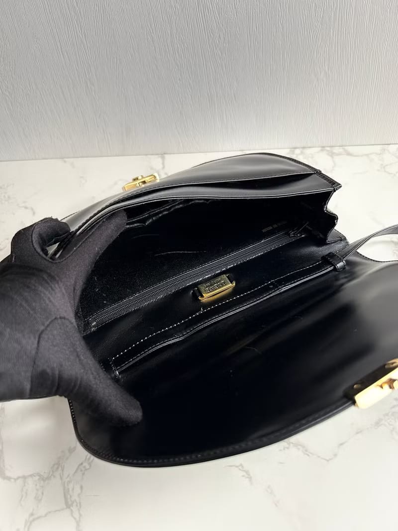 Loewe black gold half moon side backpack/oblique backpack/shoulder bag