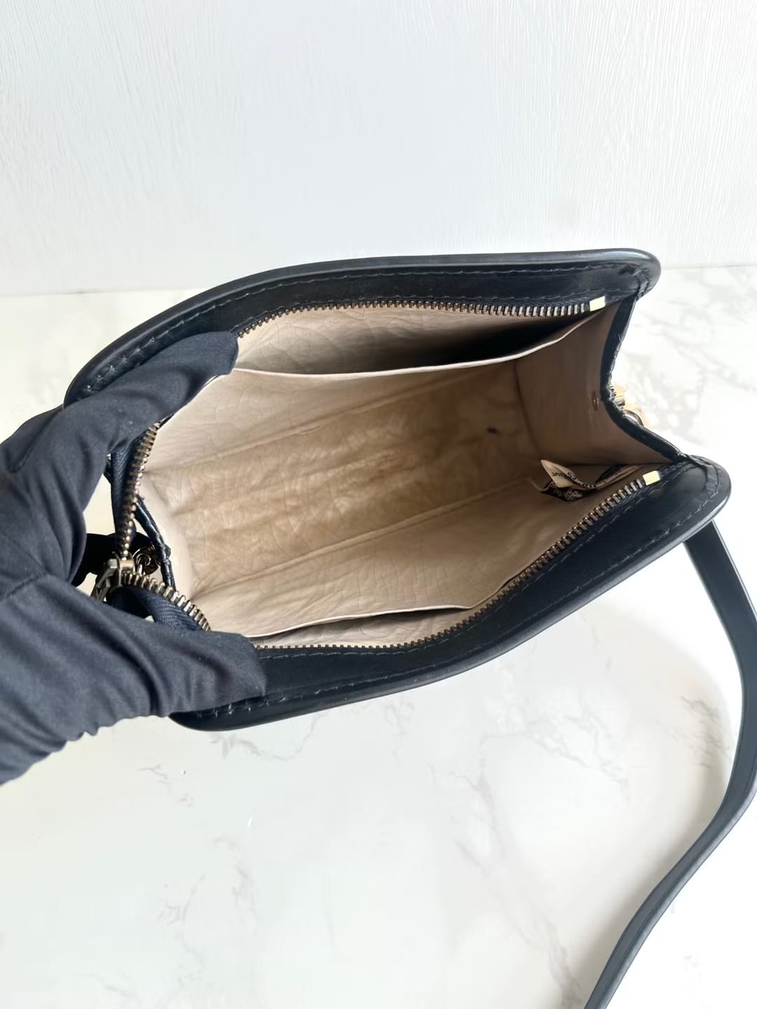 Dior 藍黑色老花兩用中古單肩包/側背包/斜背包