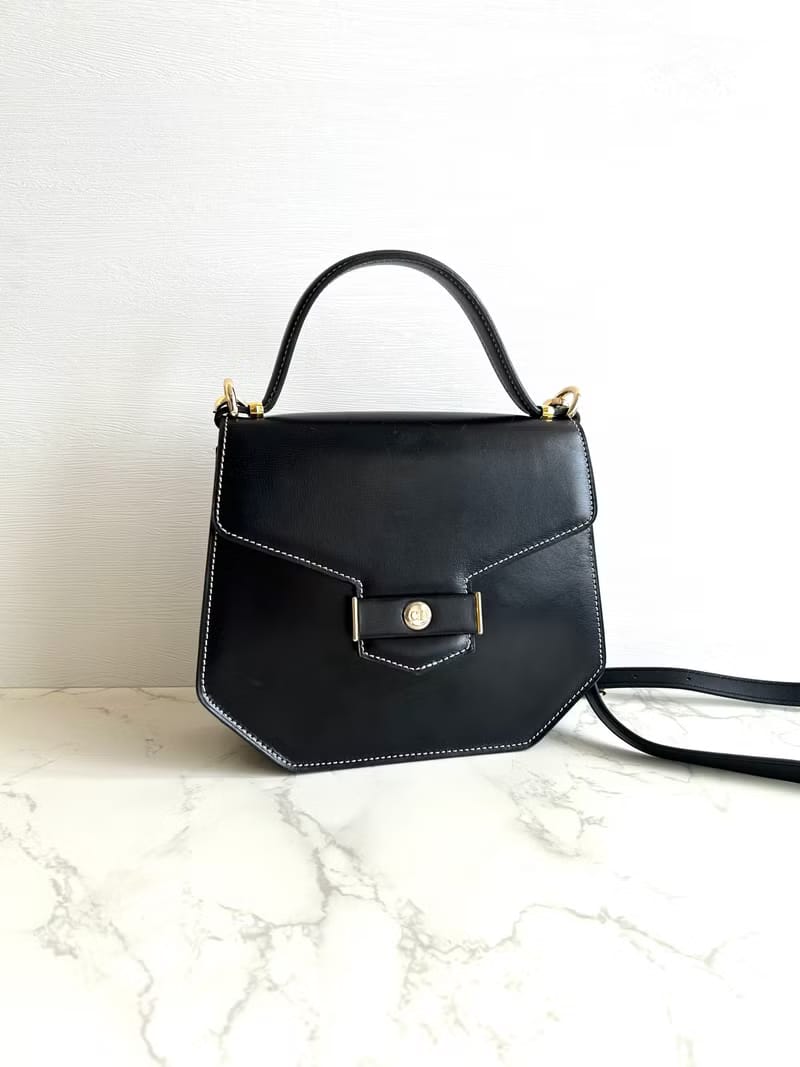 Dior Black Topstitched Flap Geometric Two-way Kelly Bag/Shoulder Bag/Crossbody Bag