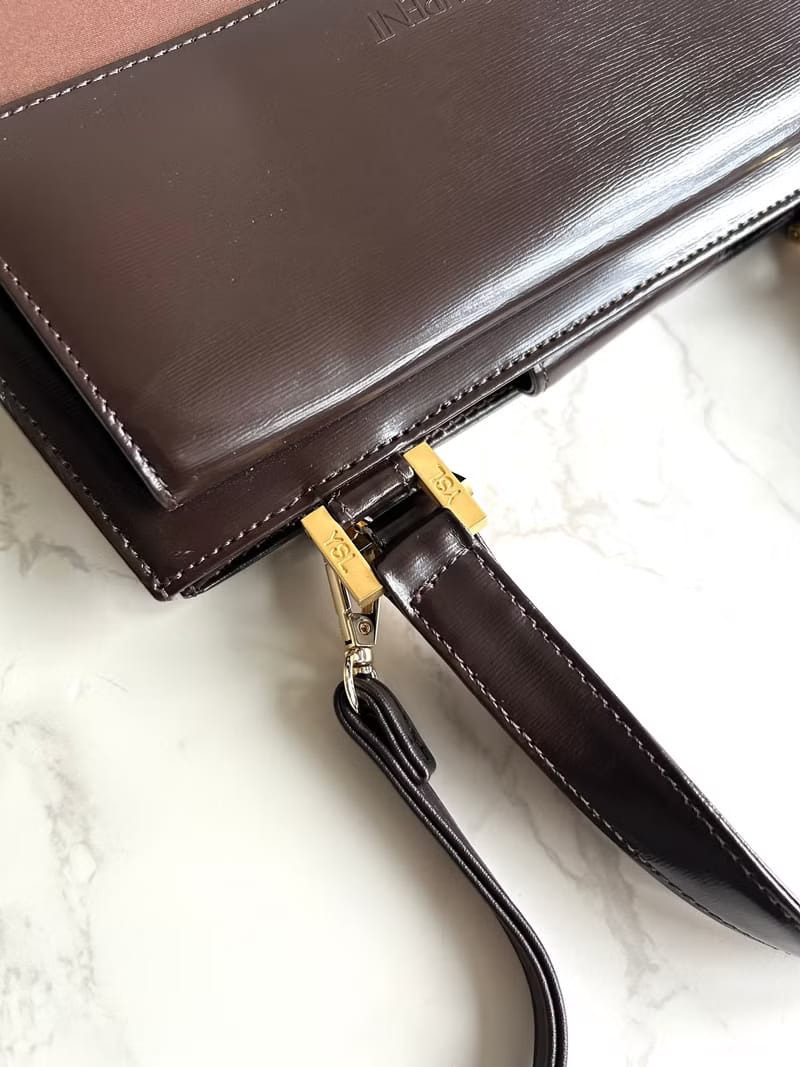 YSL Saint Laurent 拼色皮革凱莉包/斜背包/單肩包/側背包