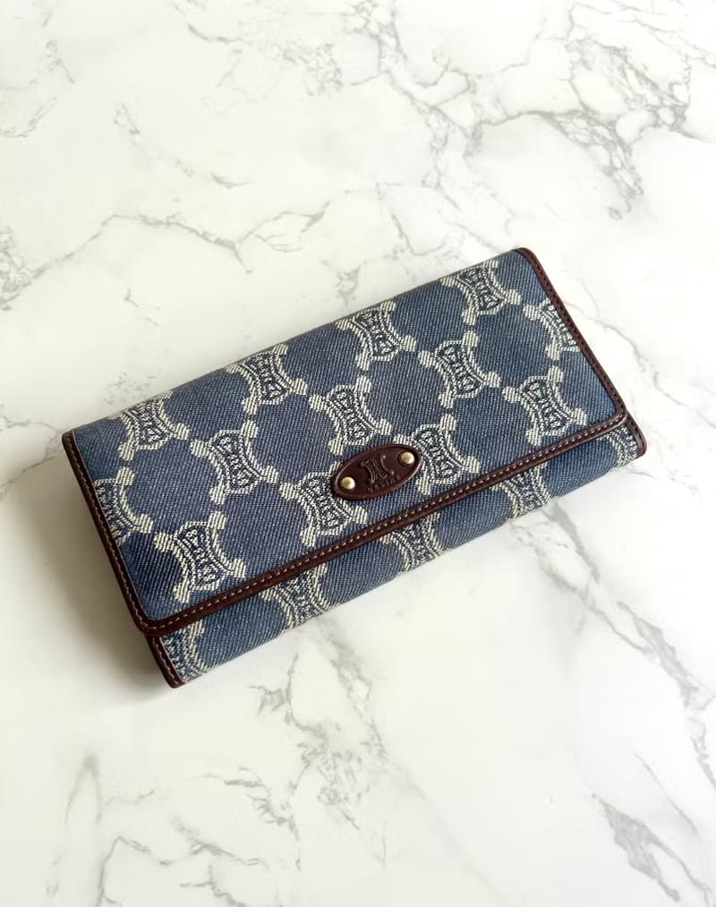 Celine 牛仔丹寧凱旋門皮夾/錢包/長夾