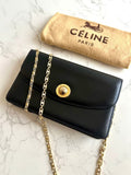 Celine Rare Black Big Planet Triomphe Bag with Triomphe Gold Chain/Shoulder Bag/Crossbody Bag