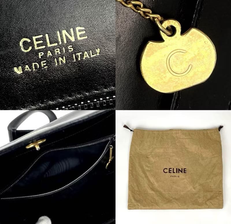 Celine Black and Gold Shoulder Bag/Crossbody Bag