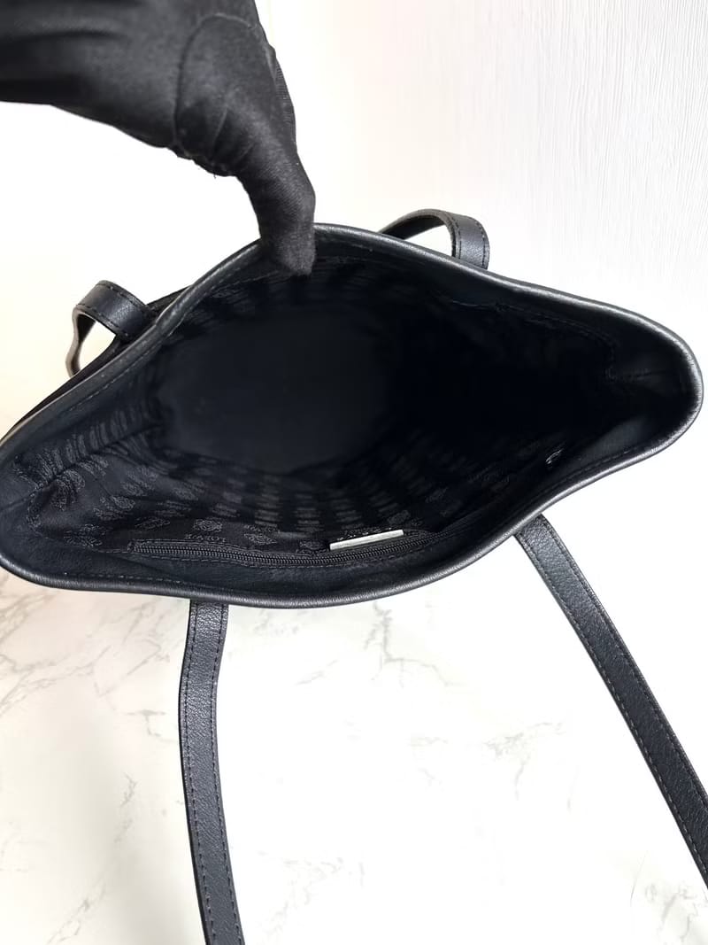 Loewe black leather bucket tote bag/side backpack/shoulder bag