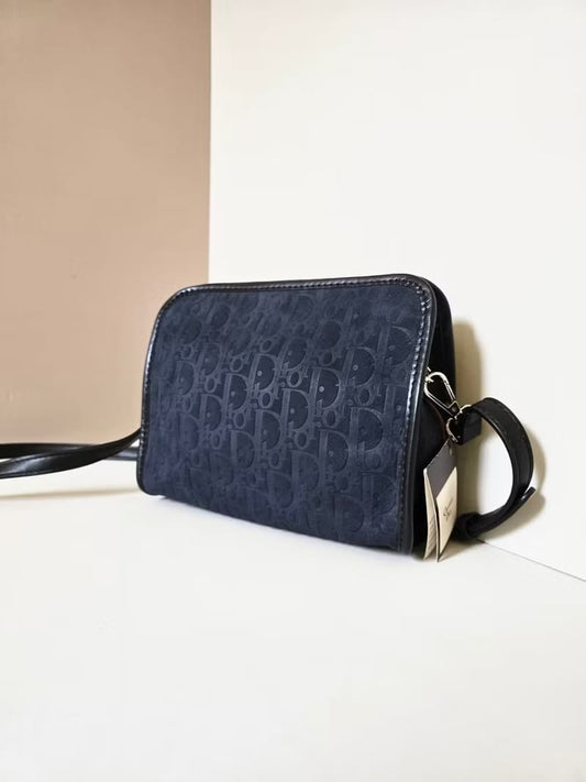 Dior dark blue old flower crossbody bag/shoulder bag/side bag