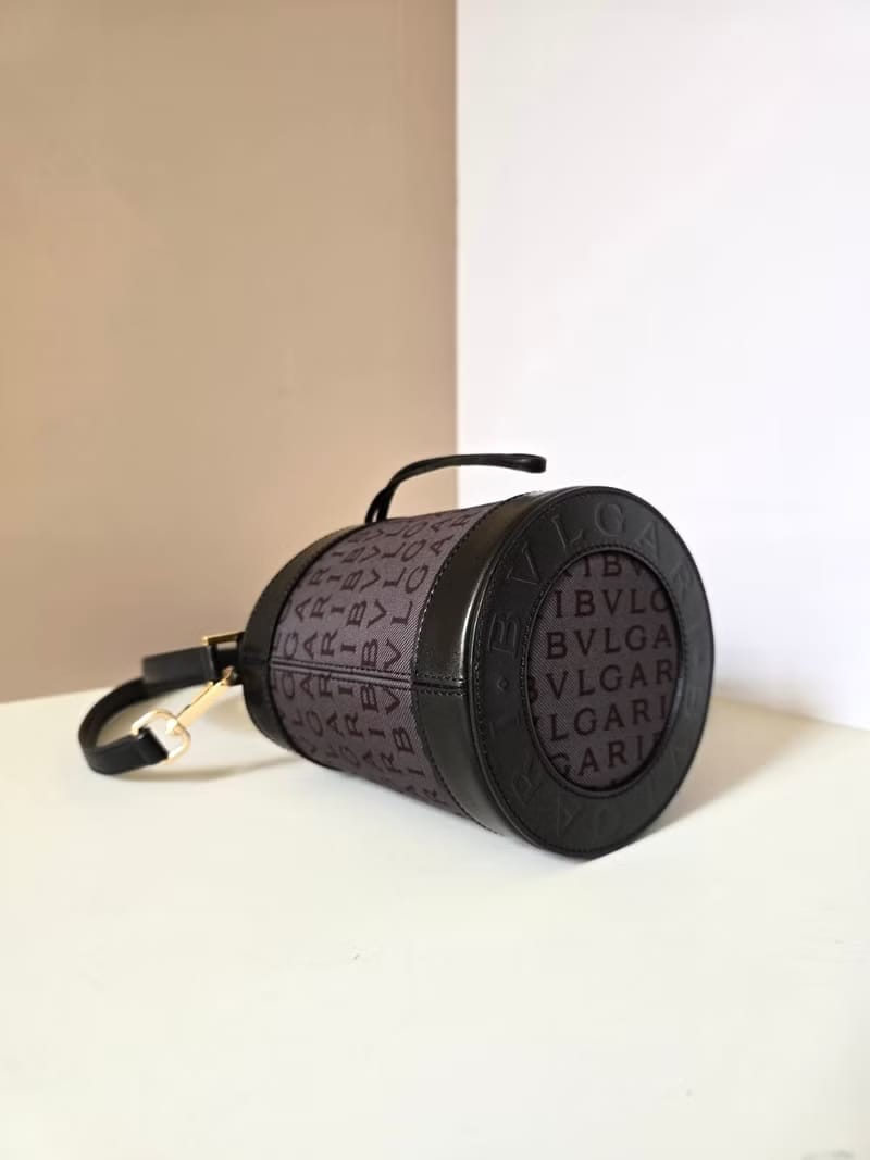Rare Bvlgari Blue-Black Monogram Two-Way Mini Bucket Bag / Shoulder Bag / Crossbody Bag