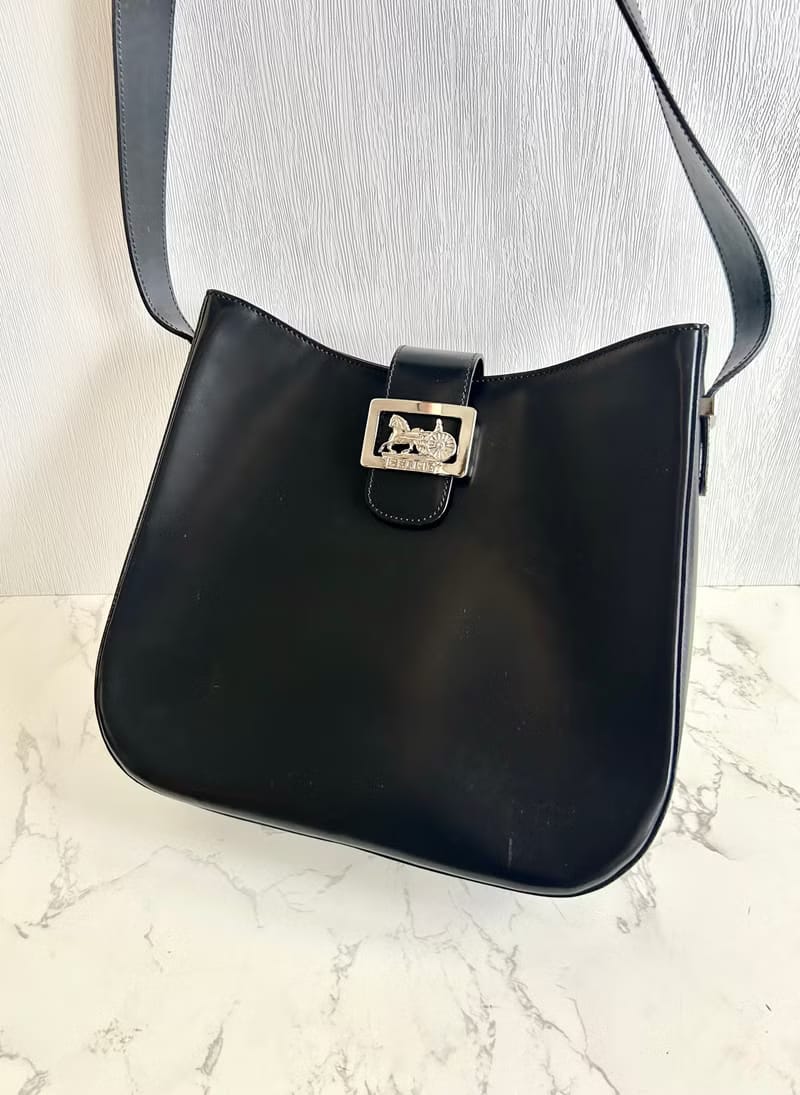 Celine黑銀馬車流浪包/腋下包/側背包/單肩包