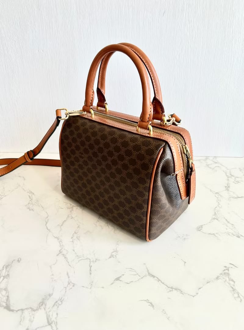 Celine迷你老花波士頓小包/斜背包/側背包/單肩包