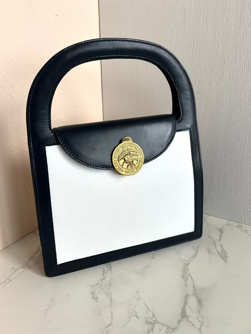 Celine星球金幣黑白色凱莉包/手提包