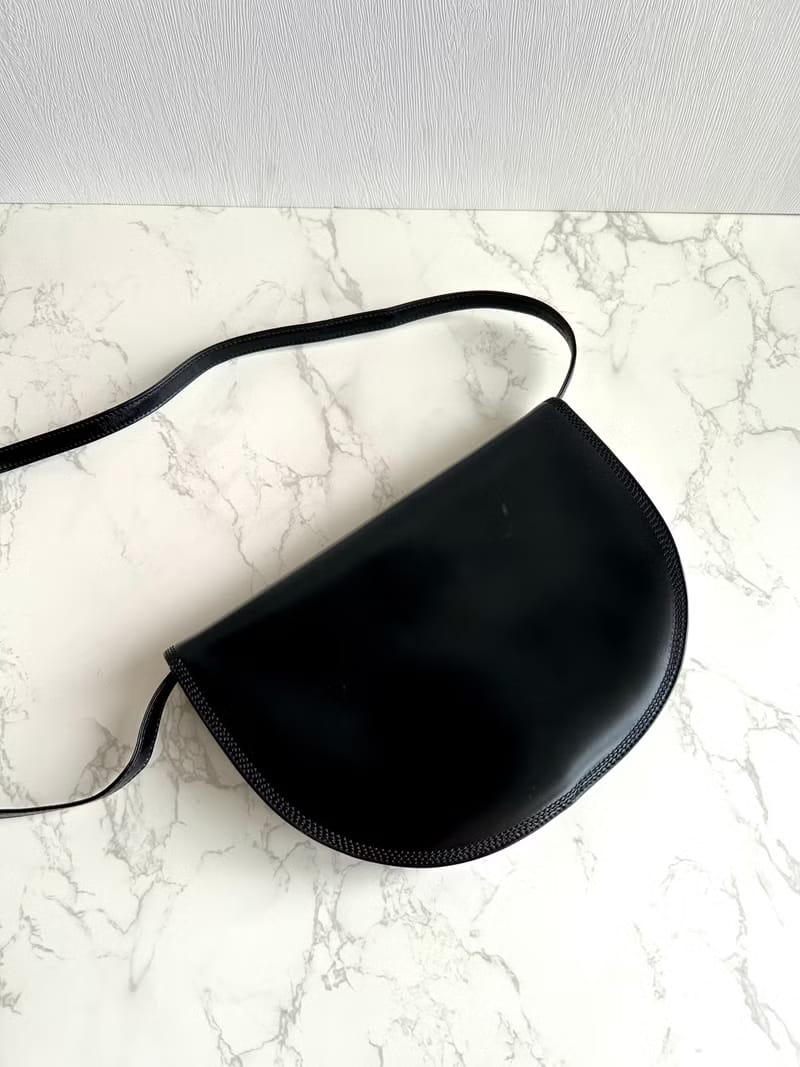Loewe black gold half moon side backpack/oblique backpack/shoulder bag
