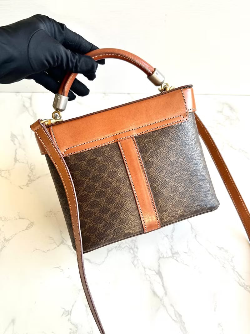 Celine Triomphe Canvas Vanity Half Moon Box Bag / Crossbody Bag / Shoulder Bag